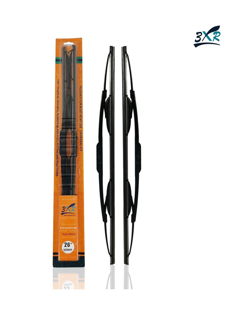 3XR 3XR 2 Pcs Set Car Wiper Blades 26" 650mm Professional GradCar Wiper Blades  - Image 1