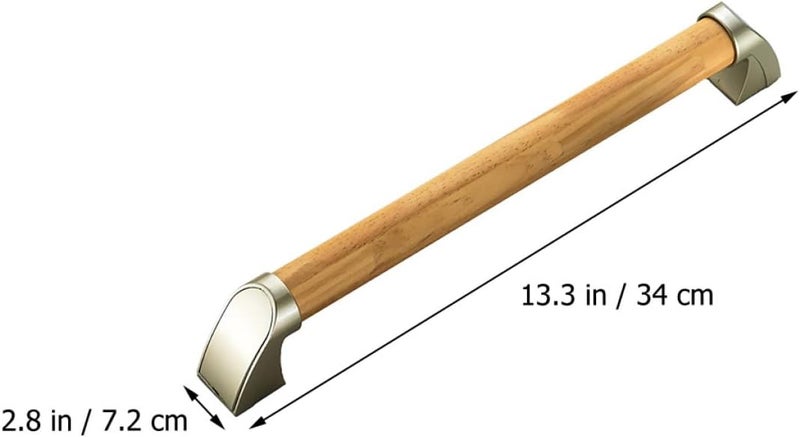 Elderly Handrail Bathroom Safety Grab Bar 34cm Natural Wood Non-Slip Shower Handle Toilet Support Rail for Disabled and Seniors - Image 2
