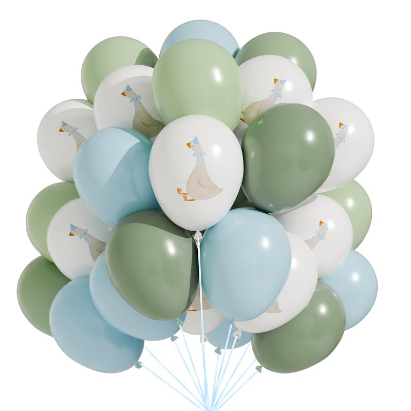 Motionchic 60 Pcs Bow Goose Balloons Set 12 Inch Pastel Pink Latex Balloons One Silly Goose Birthday Party Decorations Baby Shower DecorBlue - Image 2