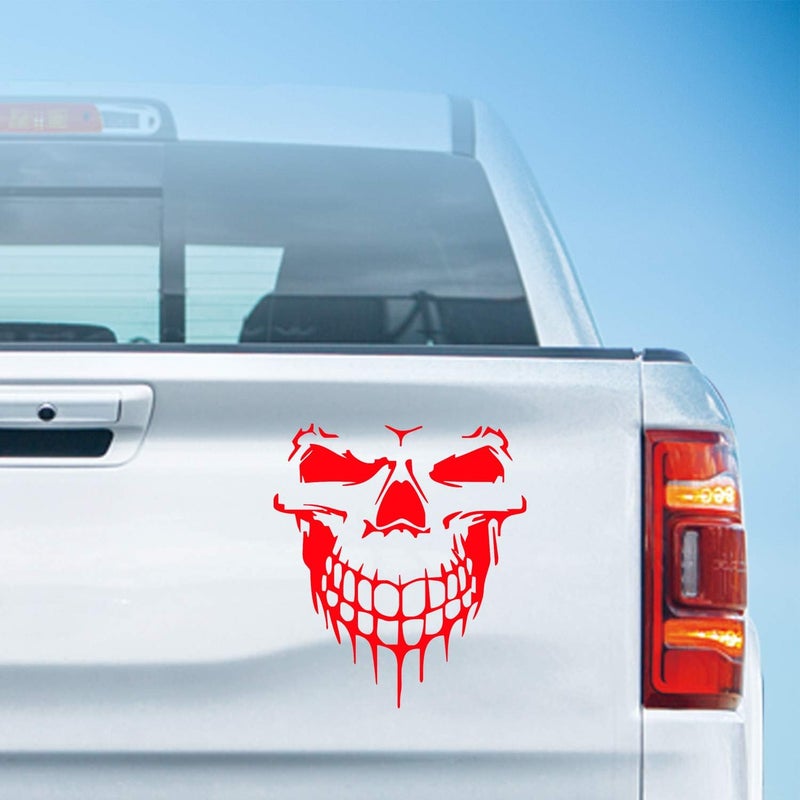 HungMieh Skull Stickers and Decals for Car Windows, Doors and Trucks - 3D Skull Decals and Signs for Car Styling - Laser Reflective Red, 6.97 - Image 2