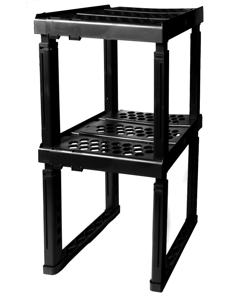 ABLinox Locker Organizer Shelfï¼Œ Adjustable Width and Height, Ideal Locker for School, Office, and Gym Lockers (Black 2 Pack) - Image 1