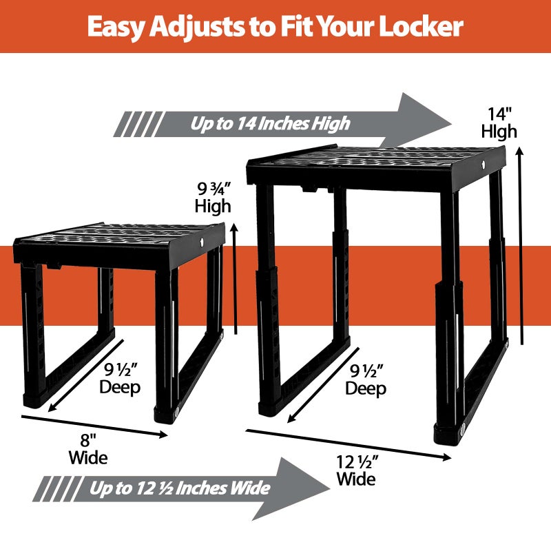 ABLinox Locker Organizer Shelfï¼Œ Adjustable Width and Height, Ideal Locker for School, Office, and Gym Lockers (Black 2 Pack) - Image 3