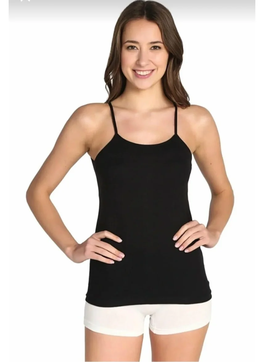 Tutku 0135 Women's Ribbed Rope Strap Undershirt 12 Pieces