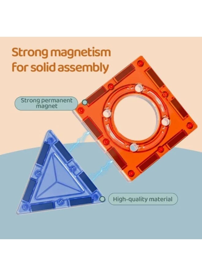 MAGIC MAGNETIC BLOCKS – 113 PCS Marble Run Set for Kids | Large Magnetic Building Blocks Educational STEM Toy | 3D Construction Set with Rolling Marbles, Transparent Colorful Tiles, Strong Magnets, - Image 5