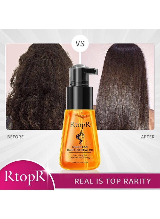 RtopR Moroccan Hair Essential Oil  Repair and Strengthen Damaged Hair Roots, No Shampoo Hair Mask, Moisturize Hair Care Essence - 35ML - Image 5