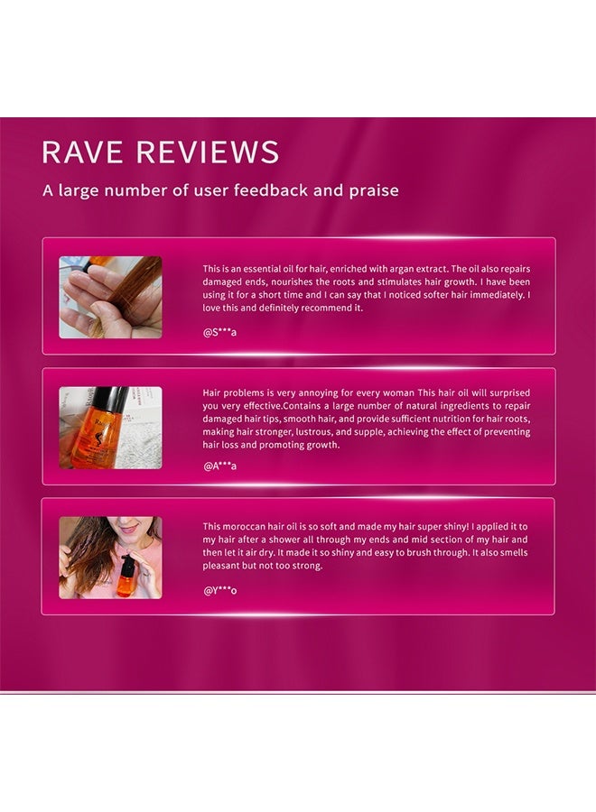 RtopR Moroccan Hair Essential Oil  Repair and Strengthen Damaged Hair Roots, No Shampoo Hair Mask, Moisturize Hair Care Essence - 35ML - Image 3