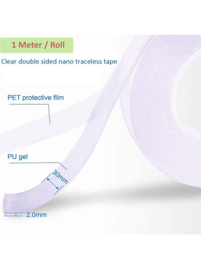AIWANTO - 2 Pack Nano Tape Double Sided Heavy Duty (3 Meter) Carpet Tape Multipurpose Mounting Tape Strong Sticky Adhesive Tape Removable Transparent Wall Hanging Tape - Image 1