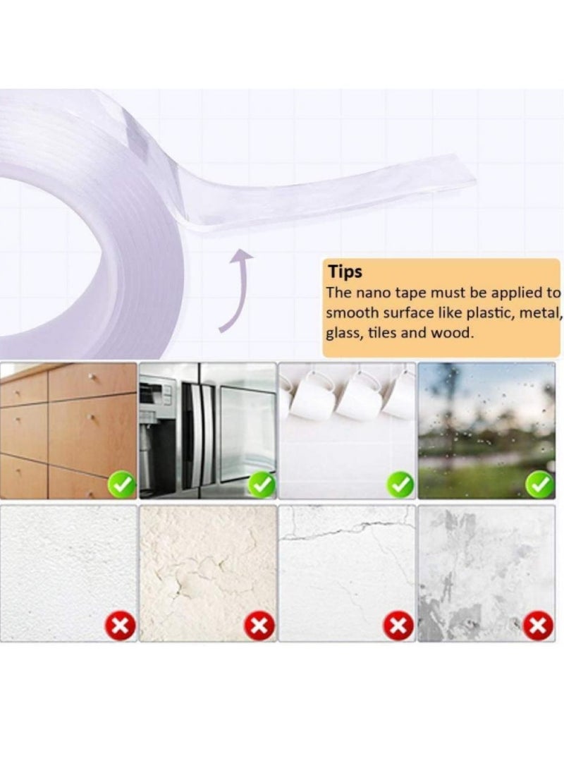 AIWANTO - 2 Pack Nano Tape Double Sided Heavy Duty (3 Meter) Carpet Tape Multipurpose Mounting Tape Strong Sticky Adhesive Tape Removable Transparent Wall Hanging Tape - Image 1