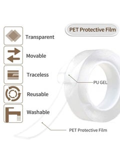 AIWANTO 2 Pack Nano Tape Double Sided Heavy Duty (3 Meter) Carpet Tape Multipurpose Mounting Tape Strong Sticky Adhesive Tape Removable Transparent Wall Hanging Tape  - Image 3