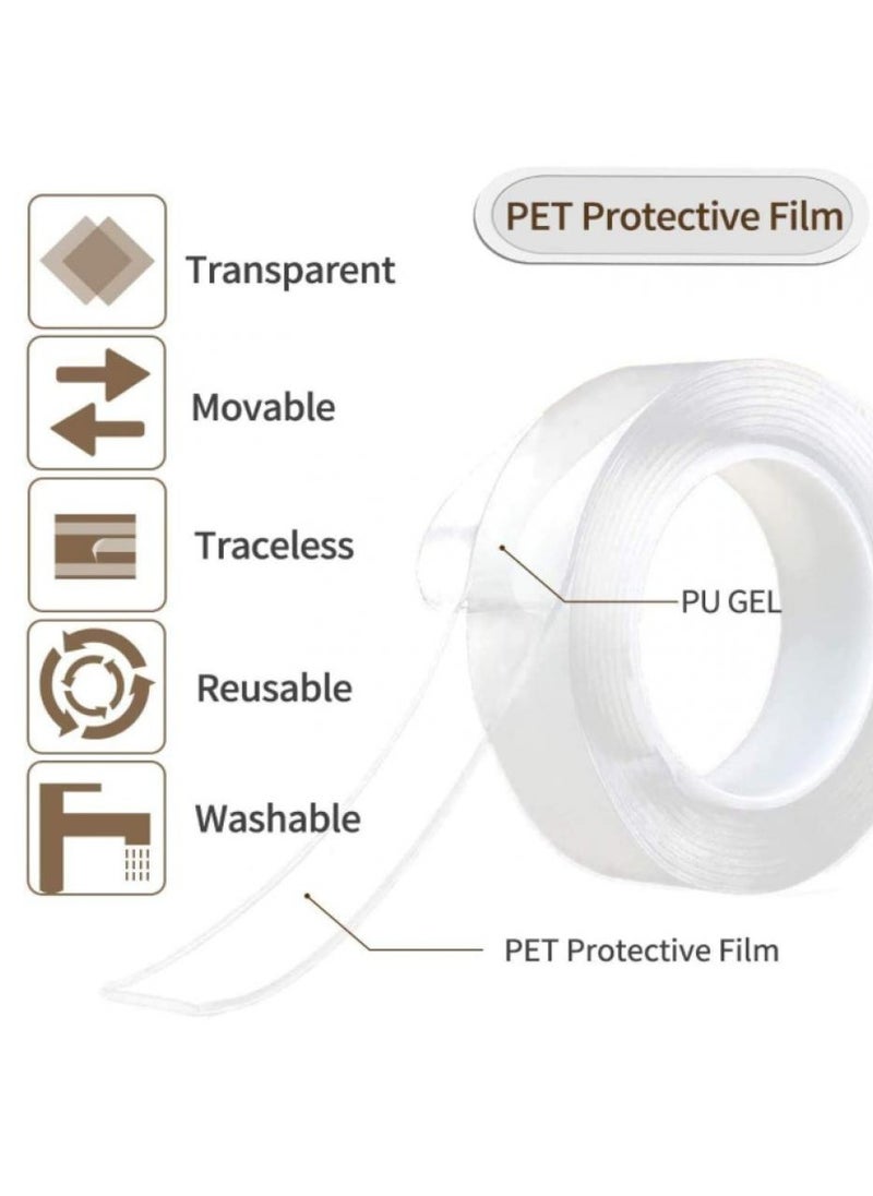 AIWANTO - 2 Pack Nano Tape Double Sided Heavy Duty (3 Meter) Carpet Tape Multipurpose Mounting Tape Strong Sticky Adhesive Tape Removable Transparent Wall Hanging Tape - Image 1