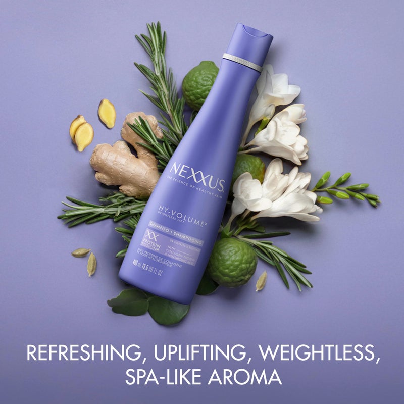 Nexxus شامبو نيكسيز هاي فوليوم لرفع الوزن الخفيف للشعر المسطح والضعيف، مزيج بروتين مع بروتين الكولاجين وحمض الهيالورونيك لمدة 48 ساعة من الحجم 13.5 أونصة سائلة - Image 3