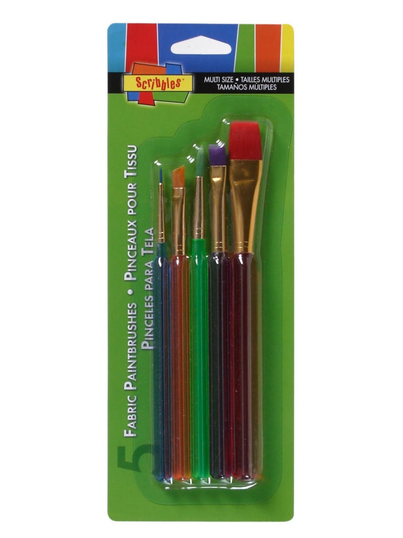 Scribbles Assorted Fabric Paint Brushes 5pk - Image 3