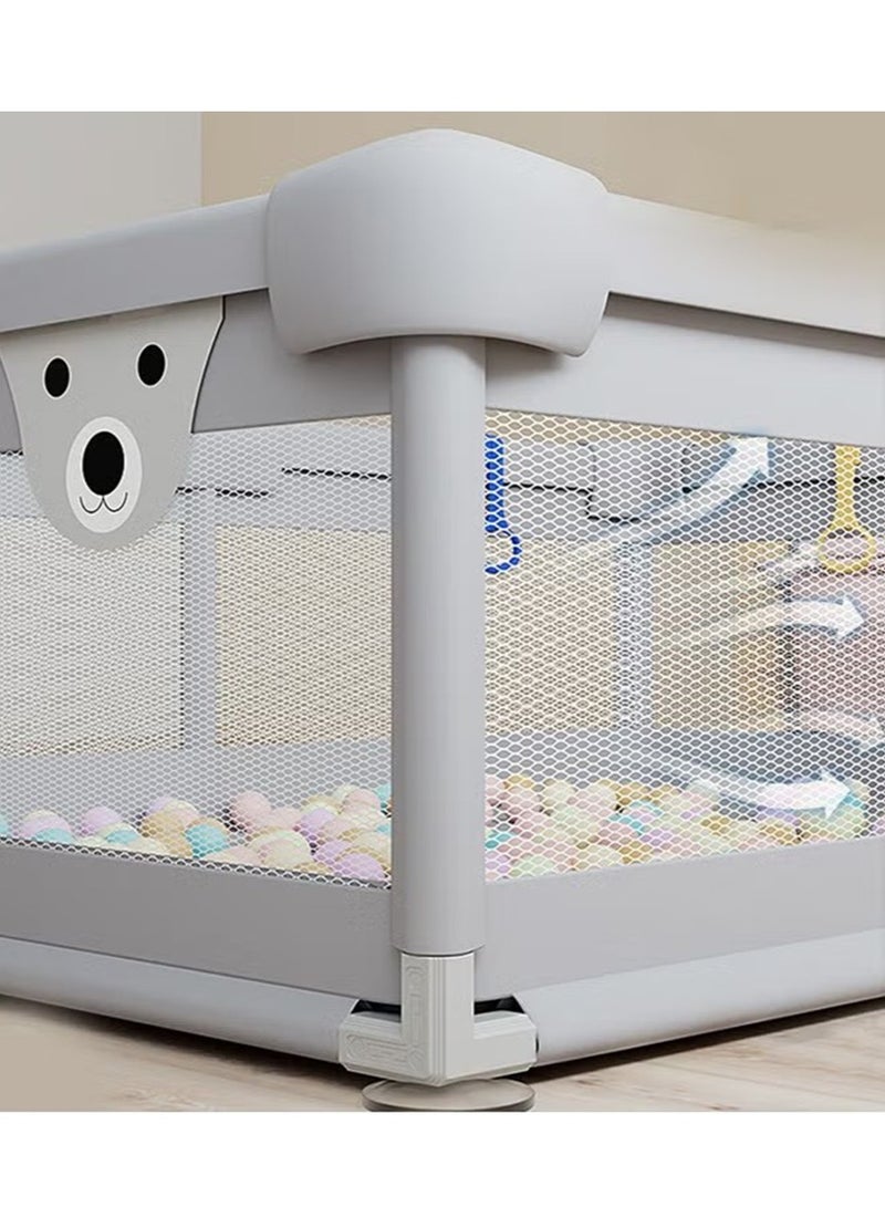 Gonice Baby Playpen Fence With Playmat, Infant Indoor And Outdoor Kids Activity Center With 50 Pieces Ocean Balls, 3 Toys, 120x150 cm  - Image 3