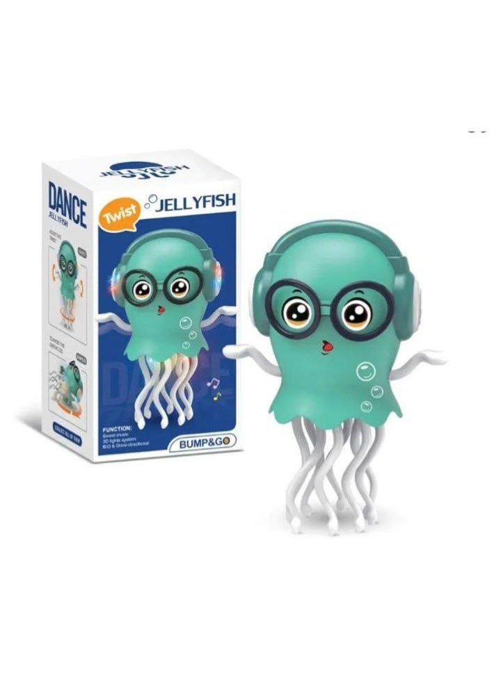 Baby Dancing Octopus Toy, Jelly Fish Electric Crawling Toy with Light and Music, Luminous and Moving, Birthday Gift for Boys and Girls (Green) - Image 1