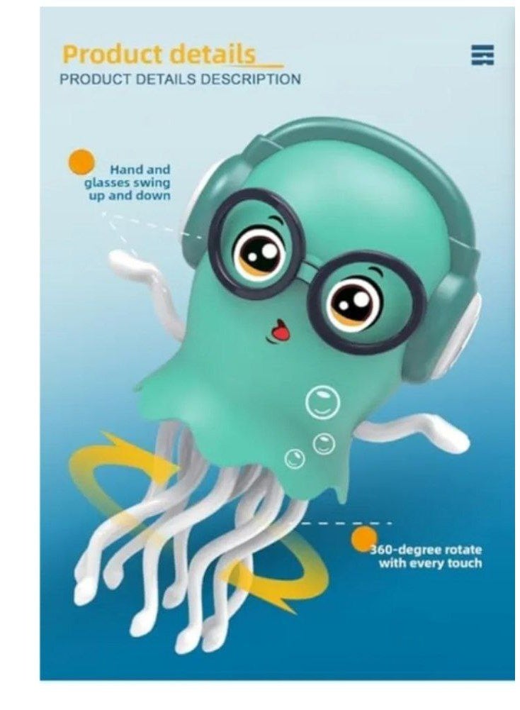 Baby Dancing Octopus Toy, Jelly Fish Electric Crawling Toy with Light and Music, Luminous and Moving, Birthday Gift for Boys and Girls (Green) - Image 2