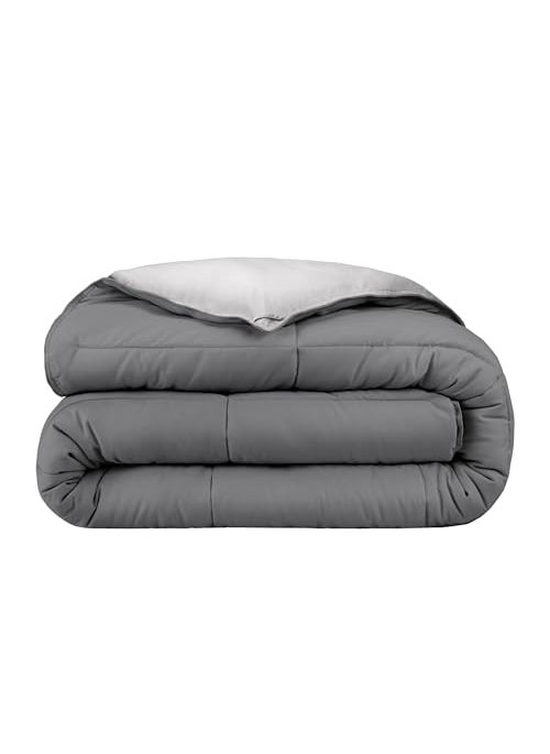 Bare Home Bare Home KingCalifornia King Comforter  Reversible Colors  Goose Down Alternative  UltraSoft  Premium 1800 Series  All Season Warmth  Bedding Comforter KingCal King GreyLight Grey 