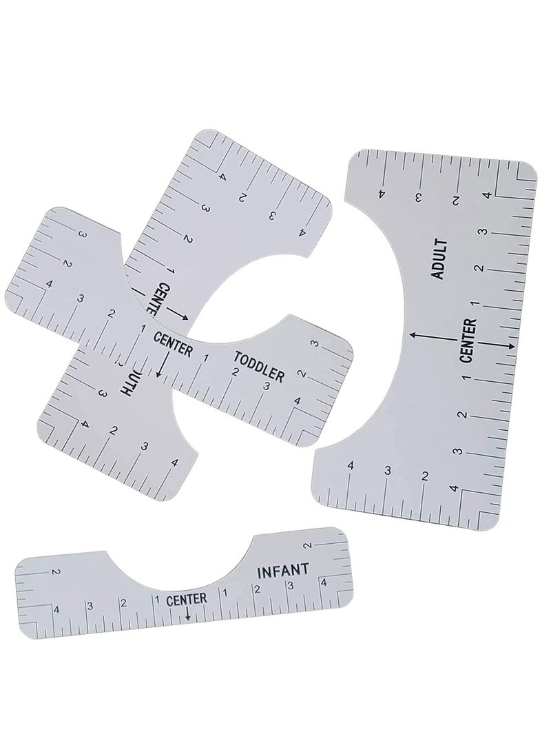 Tshirt Ruler T Shirt Alignment Tool Acrylic T-Shirt Ruler Guide to Center Designs for Vinyl and HTV Alignment Tool (Style B- 4PCS)  - Image 4