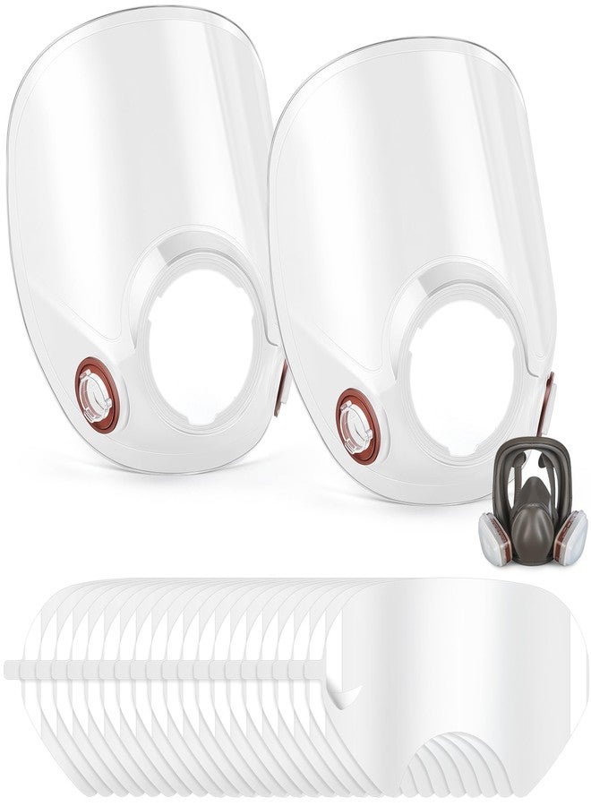 Tellegloww 2 Pcs Replacement Parts Lens Assembly for 6000 Series Full Face Respirator and 20 Pcs Peel off Lens Cover Compatible with 6000, 6700, 6800, 6900 Series Full Face Cover - Image 1