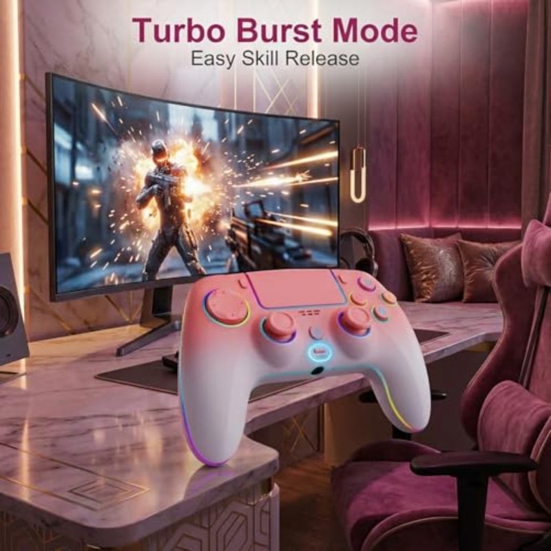 Wireless Gaming Controller with Hall Effect Joysticks No Drift Compatible with PS5 Pro, PlayStation-5, PS4, PC and Steam Deck Programmable Back Paddles, Turbo, RGB Lighting and Motion Control - Image 2