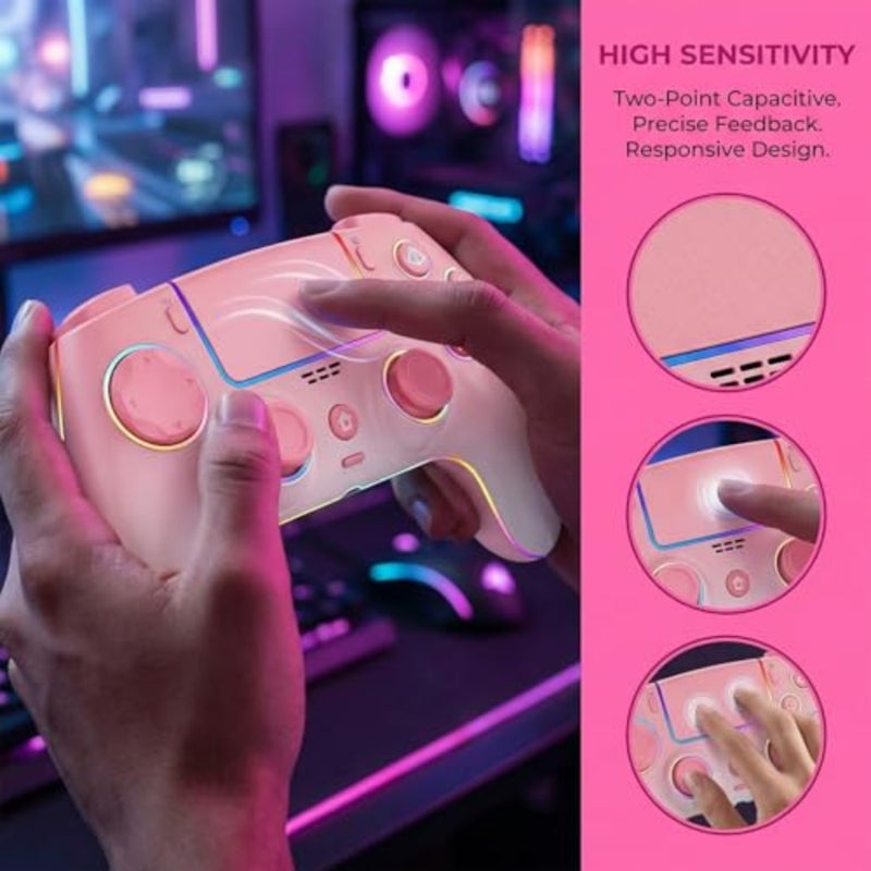 Wireless Gaming Controller with Hall Effect Joysticks No Drift Compatible with PS5 Pro, PlayStation-5, PS4, PC and Steam Deck Programmable Back Paddles, Turbo, RGB Lighting and Motion Control - Image 3