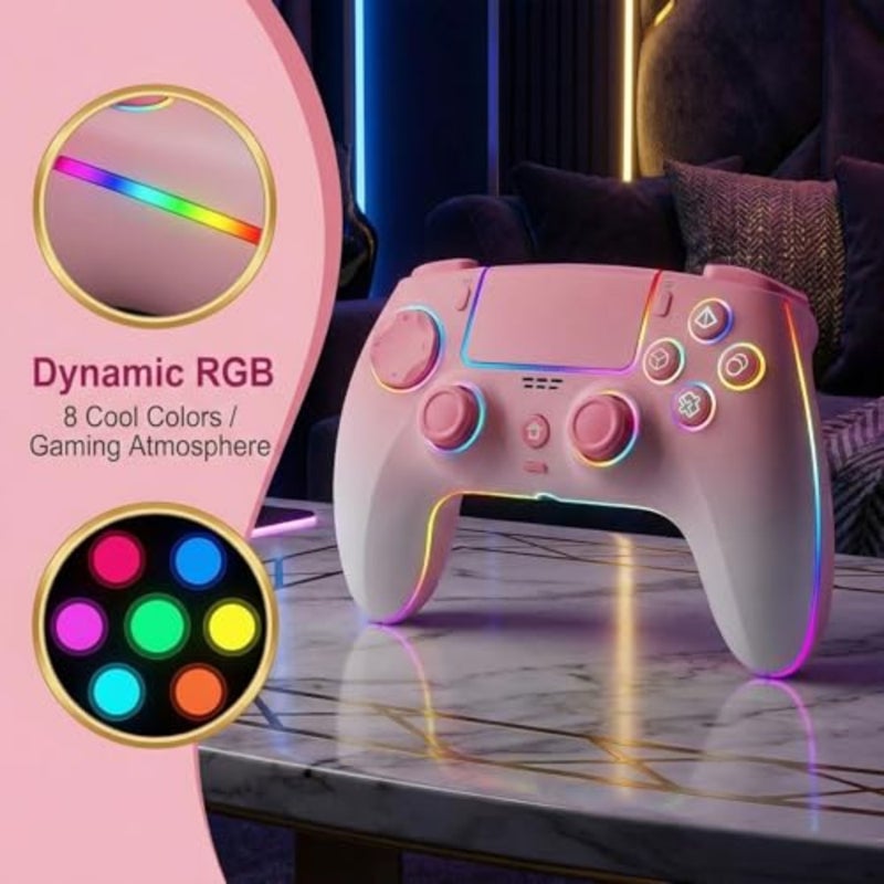 Wireless Gaming Controller with Hall Effect Joysticks No Drift Compatible with PS5 Pro, PlayStation-5, PS4, PC and Steam Deck Programmable Back Paddles, Turbo, RGB Lighting and Motion Control - Image 5