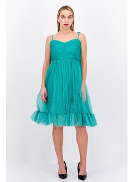 Collective The Label Women Petite Textured Party Mini Dress, Green  - Image 3
