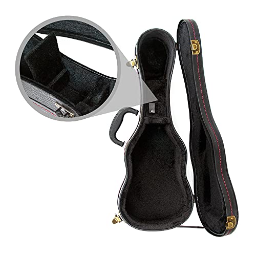 Roaring Iron Ukulele Hard Case, Concert Ukulele Case - 23/24 Inch Crocodile Pattern Leather Bulge Surface with Plush Interior (Black) - Image 5