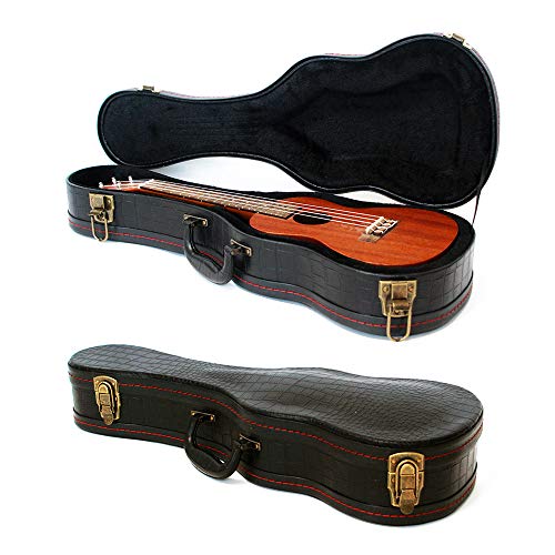 Roaring Iron Ukulele Hard Case, Concert Ukulele Case - 23/24 Inch Crocodile Pattern Leather Bulge Surface with Plush Interior (Black) - Image 1