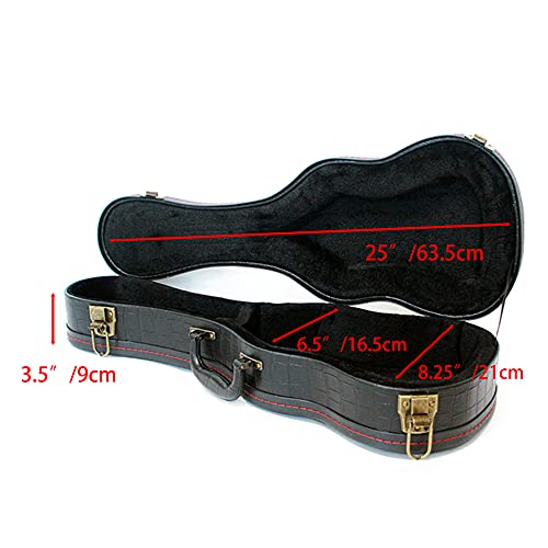 Roaring Iron Ukulele Hard Case, Concert Ukulele Case - 23/24 Inch Crocodile Pattern Leather Bulge Surface with Plush Interior (Black) - Image 3