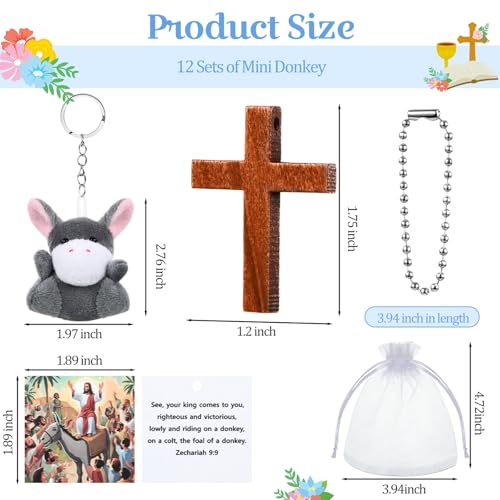 Silipull 12 Sets of Mini Donkey Plush Religious Nativity Stuffed Animal Jesus Christian Gifts Donkey Keychain for Christening Easter - Image 5
