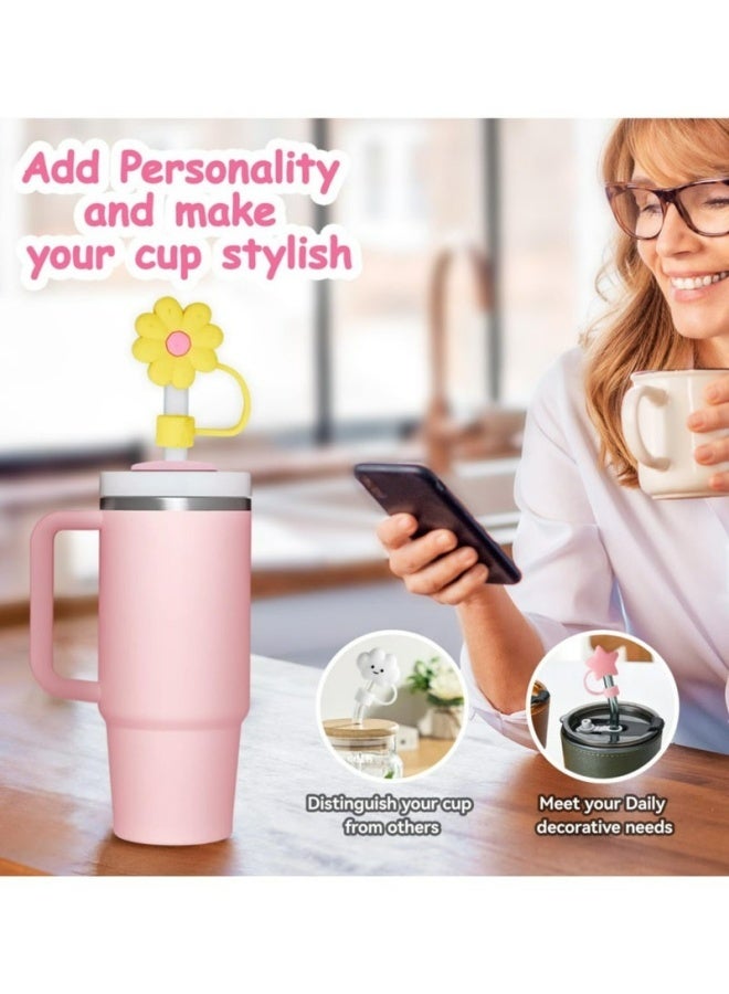 8 Piece Silicone Straw Covers For Stanley Cup 40oz 30oz 10mm Dust Proof Reusable Multicolour Toppers For Quencher H2.0 Home Office Travel - Image 2