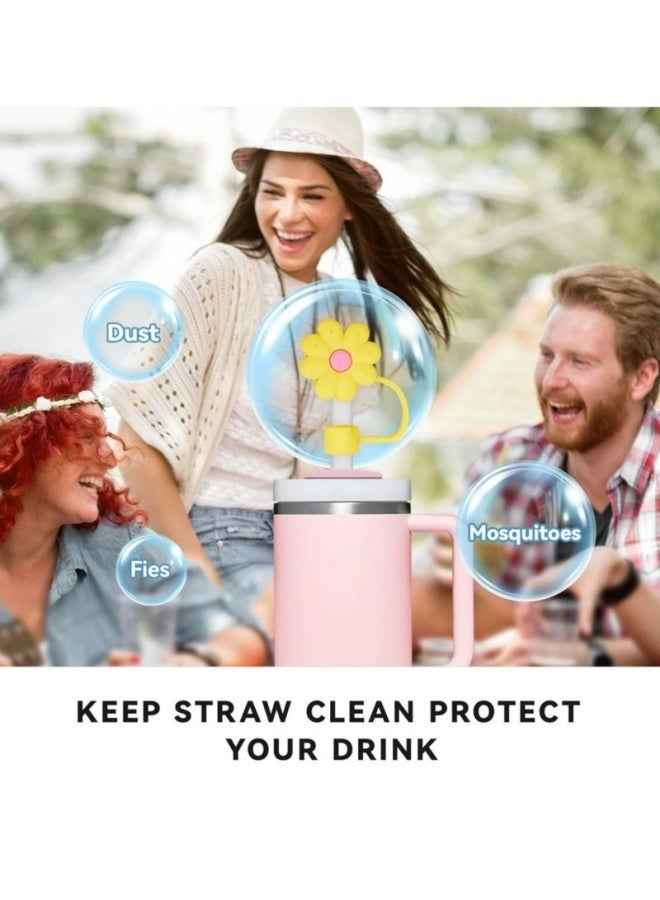 8 Piece Silicone Straw Covers For Stanley Cup 40oz 30oz 10mm Dust Proof Reusable Multicolour Toppers For Quencher H2.0 Home Office Travel - Image 3
