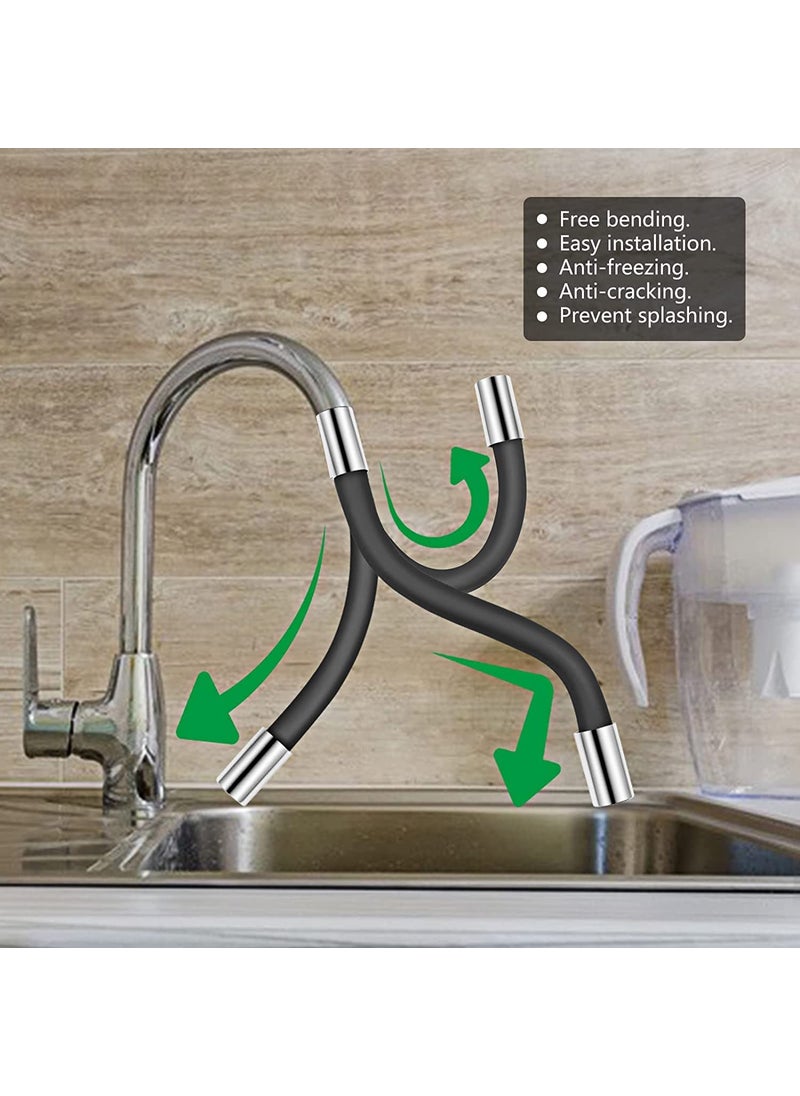 Krivety - KRIVETY Universal Foaming Extension Tube360Free Bending Faucet Lengthening ExtenderUniversal Foaming Extension Tube with ConnectorFlexible Sink Extender BLACK 50 CM - Image 1