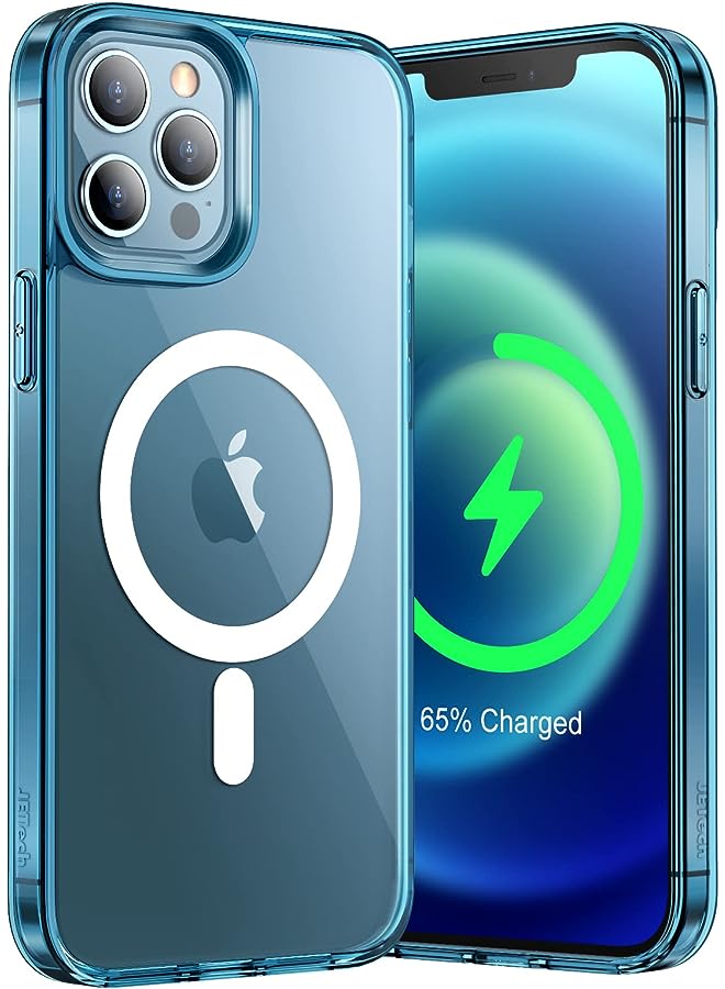 Jetech Magnetic Case for iPhone 12 Pro Max 6.7-Inch Compatible with MagSafe Wireless Charging, Shockproof Phone Bumper Cover, Anti-Scratch Clear Back (Navy) - Image 1