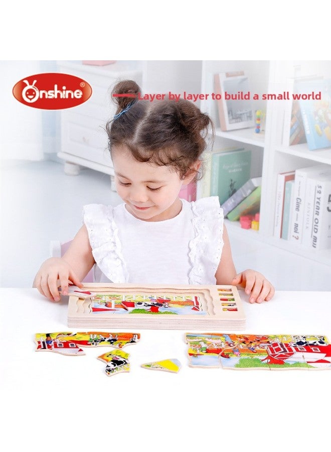 Onshine Five-storey Boys' And Girls' Human Body Structure Puzzle Children's Body Cognition Enlightenment Education Wood Puzzle-Color:Human Boy - Image 3