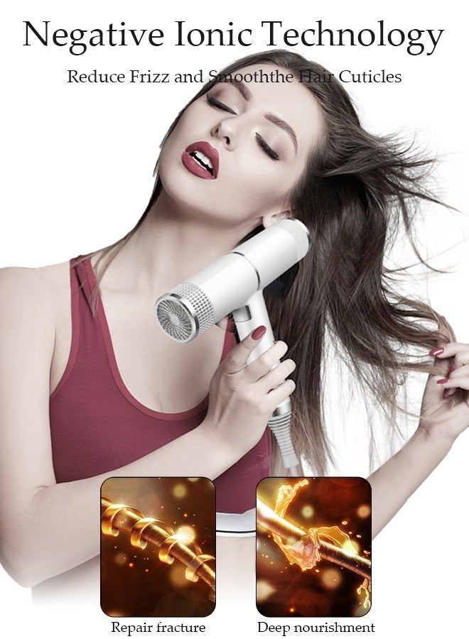 DUNISO Ionic Hair Dryer for Women Men, 3 speeds Fast Drying Low Noise Blow Dryer with 2 Concentrator Nozzle 360° Rotating Nozzle for Home Salon Travel - Image 2
