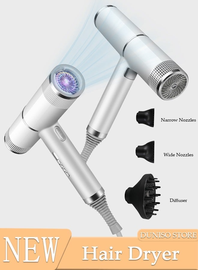 DUNISO Ionic Hair Dryer for Women Men, 3 speeds Fast Drying Low Noise Blow Dryer with 2 Concentrator Nozzle 360° Rotating Nozzle for Home Salon Travel - Image 1