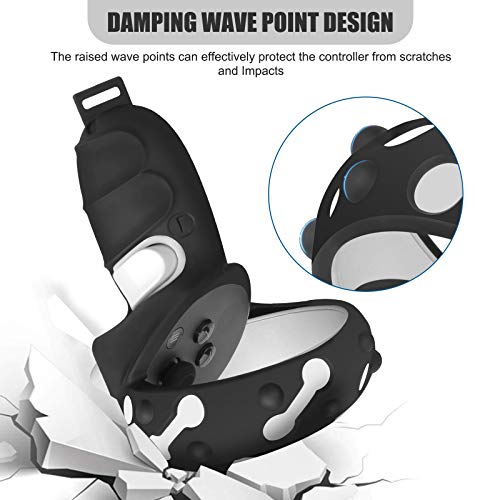 CAREflection Touch Controller Grip Cover for Oculus Quest 2/Oculus Meta Quest 2 VR Game Anti-Slip Anti-Throw Scratch proof Handle Protective Silicone Joystick Cover + Adjustable Knuckle Strap (Black) - Image 5