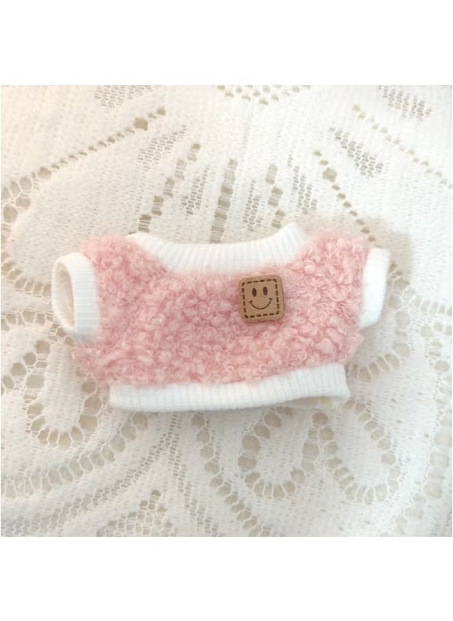 LABUBU 15cm and 17cm Labubu doll fashion style suit doll clothes Labubu clothes (three-piece set) - Clothing + light pink heart velvet hat + pink tilted small camera (doll not included)  - Image 4