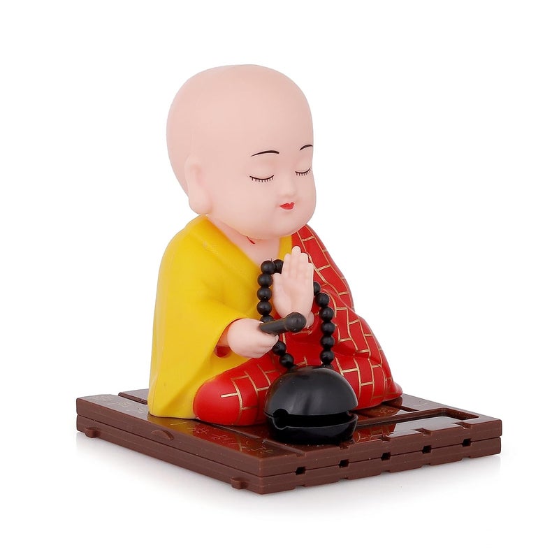 sculpmart Solar Powered Moving Head And Hand Sitting Action Gautam Buddha Statue For Living Room Car Dashboard Home Office Desk Wealth Prosperity Red Red 6 Centimeters - Image 3