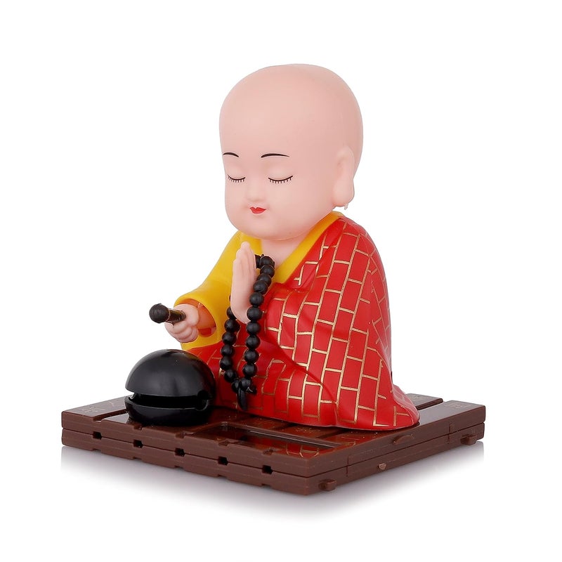 sculpmart Solar Powered Moving Head And Hand Sitting Action Gautam Buddha Statue For Living Room Car Dashboard Home Office Desk Wealth Prosperity Red Red 6 Centimeters - Image 5