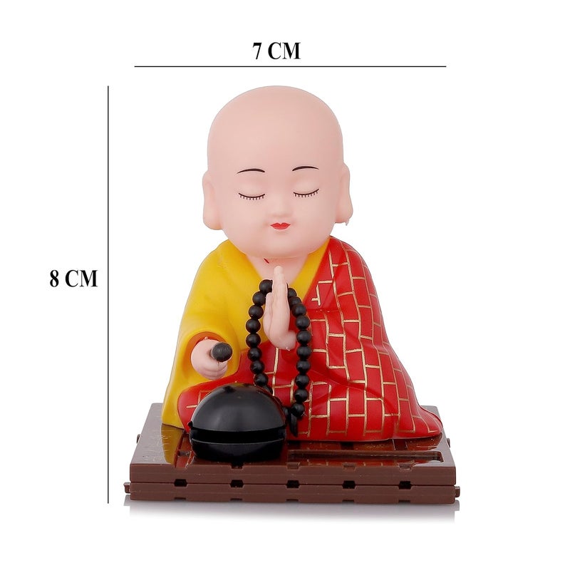 sculpmart Solar Powered Moving Head And Hand Sitting Action Gautam Buddha Statue For Living Room Car Dashboard Home Office Desk Wealth Prosperity Red Red 6 Centimeters - Image 2