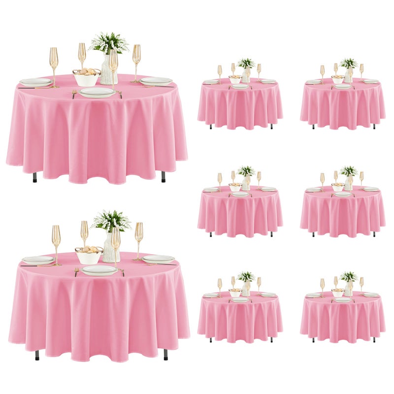 Fitable 8 Pack Round Tablecloths: Stain Resistant Wrinkle Free Circle Table Clothes, Washable Reusable Polyester Table Covers for Wedding Party Birthday Banquet Reception(Pink, 84 Inch) - Image 1