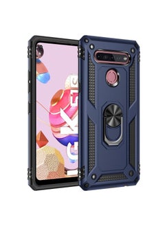 Case Cover For LG K51S Shockproof TPU + PC Protective Case with 360 Degree Rotating Holder Blue