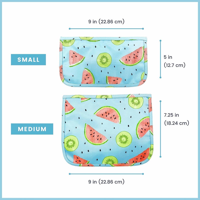 EzPacking Clear Zipper Pouches (Set of 2) / Transparent Reusable PVC Organizers for Women’s Purse or Tote Bag/Cute Slim Flat Japanese Style Watermelon Cactus Pencil Pouch for Travel (Watermelon) - Image 3