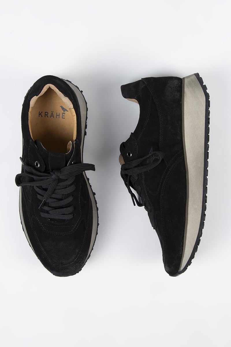 Krahe Calista Men's Leather Lace-Up Black Sneakers  - Image 1