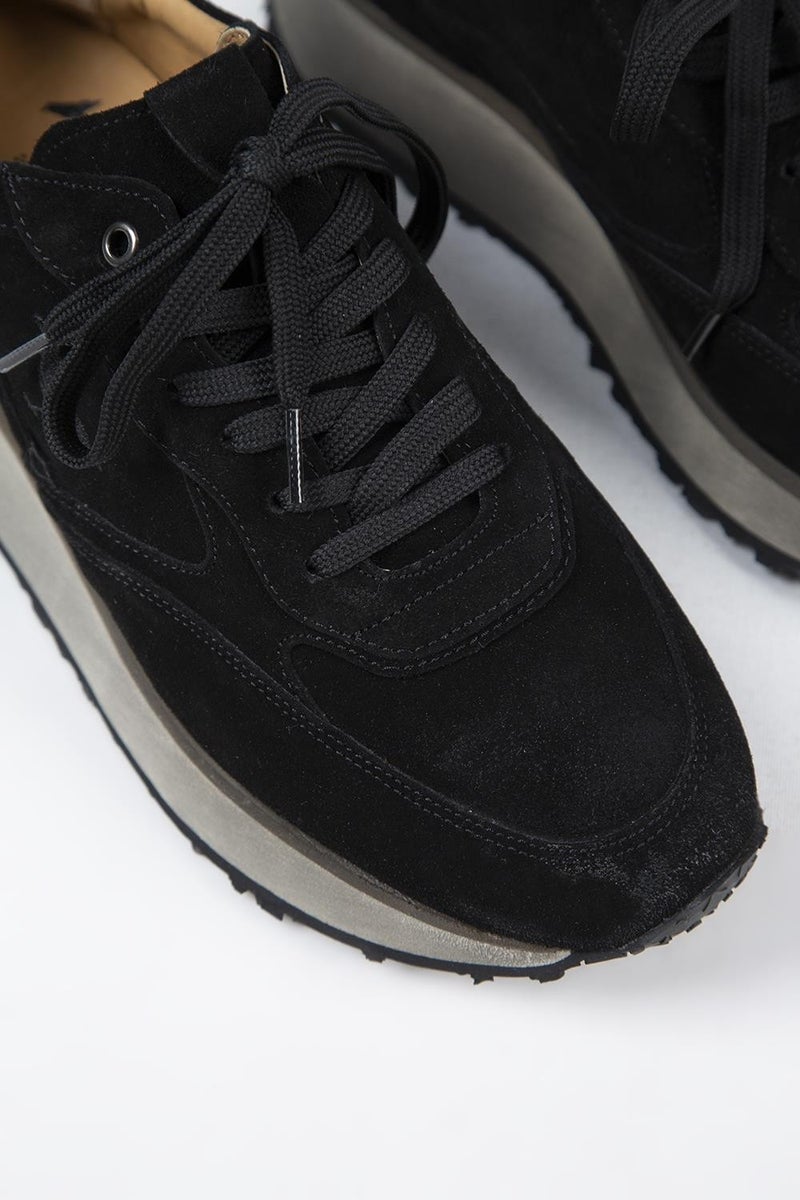 Krahe Calista Men's Leather Lace-Up Black Sneakers  - Image 4