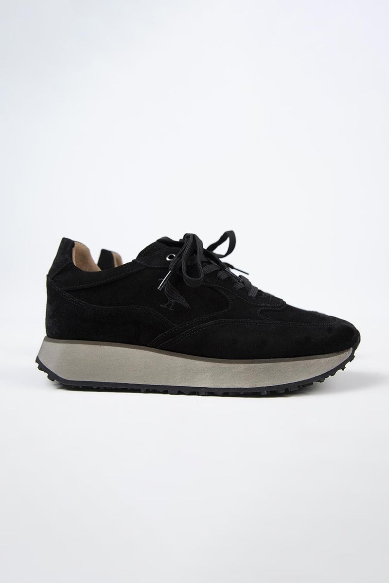 Krahe Calista Men's Leather Lace-Up Black Sneakers  - Image 2