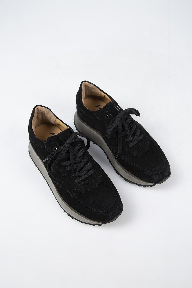Krahe Calista Men's Leather Lace-Up Black Sneakers  - Image 3