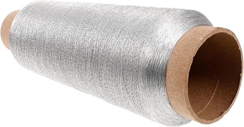 خيط تطريز فضي معدني 150D 3500م بكرة لآلة الخياطة لحرف التلبيد - Image 2